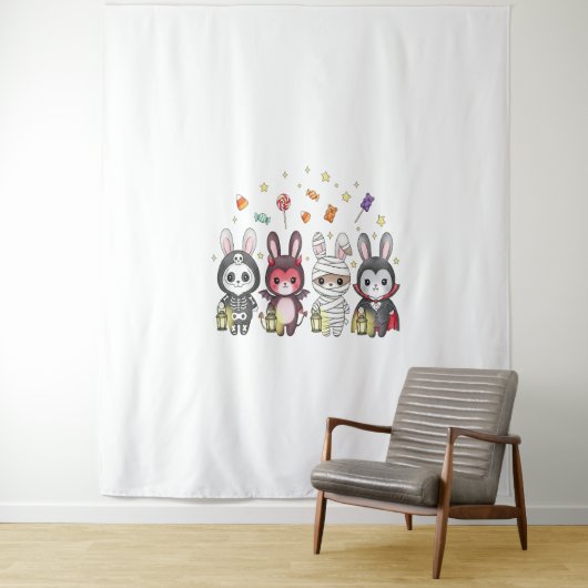 Halloween Schattigee konijnenkostuum Wandkleed (In situ)