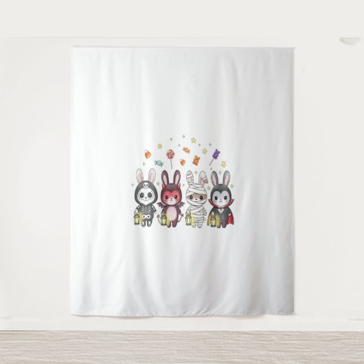 Halloween Schattigee konijnenkostuum Wandkleed (Voorkant)