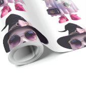 Halloween Schattigee Little Lady Ghost met koffie Cadeaupapier (Rol Hoek)