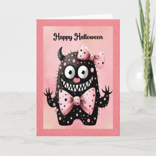 Halloween Schattigee Monster Kaart voor kinderen (Voorkant)