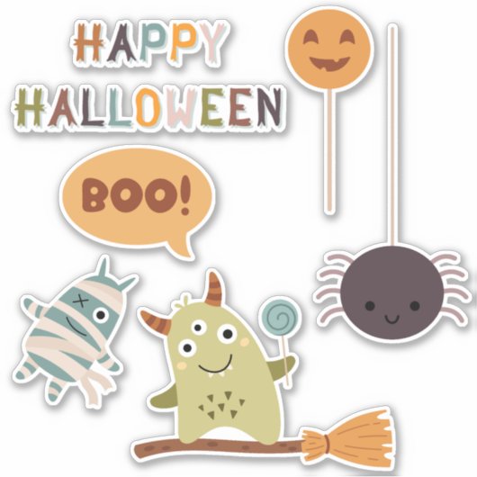 Halloween Schattigee Monsters Sticker (Voorkant)