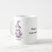 Halloween Schattigee Paarse Ghost Witch Personalis Koffiemok (Voorkant links)