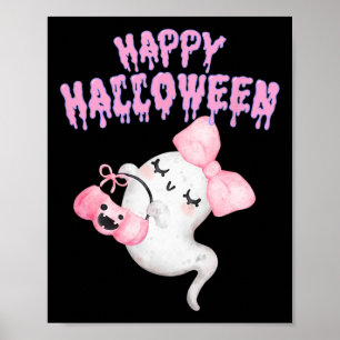Halloween Schattigee Roze Ghost Herfst Kleding Mei Poster