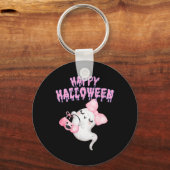 Halloween Schattigee Roze Ghost Herfst Kleding Mei Sleutelhanger (Voorkant)