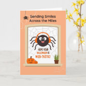 Halloween Schattigee Spider hoofdtelefoon Kaart (Gele Bloem)
