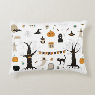 Halloween Schattigee Spooky Ghost Witch Pompoen Accent Kussen