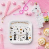 Halloween Schattigee Spooky Ghost Witch Pompoen Papieren Bordje (Feest)