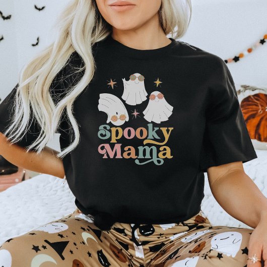 Halloween Schattigee Spooky Mama Retro Font T-shirt