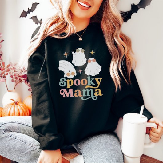 Halloween Schattigee Spooky Mama Retro Font Trui