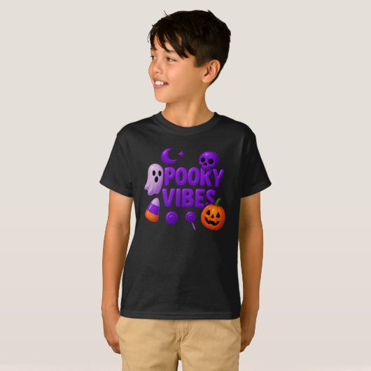 Halloween Schattigee Spooky Vibes Kleding Unisex T-shirt (Voorkant volledig)