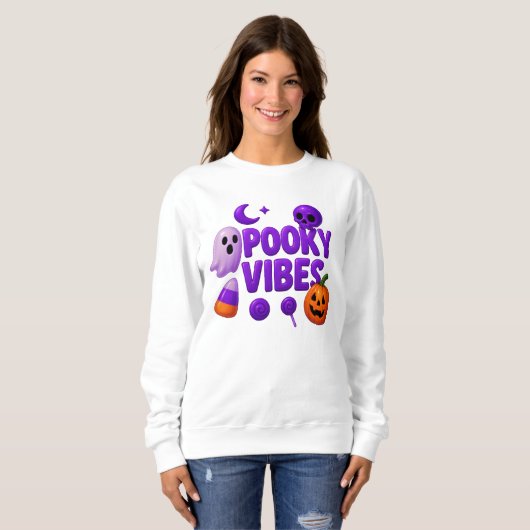 Halloween Schattigee Spooky Vibes Kleding Unisex Trui (Voorkant volledig)