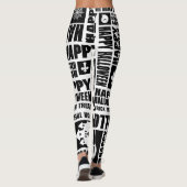 Halloween Schattigee Spooky Whimsical Black Patter Leggings (Achterkant)
