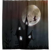Halloween Schattigee Spooky Whimsical Black Witch Douchegordijn (Voorkant)