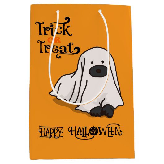 Halloween Schattigee Spooky Whimsical Ghost Dog Si Medium Cadeauzakje (Voorkant)