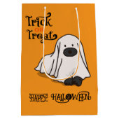 Halloween Schattigee Spooky Whimsical Ghost Dog Si Medium Cadeauzakje (Achterkant)