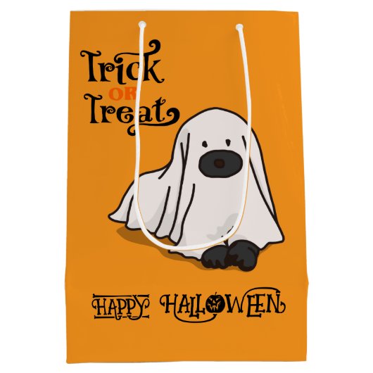 Halloween Schattigee Spooky Whimsical Ghost Dog Si Medium Cadeauzakje (Achterkant)