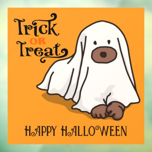 Halloween Schattigee Spooky Whimsical Ghost Dog Si Raamsticker (Vel 3)