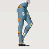 Halloween Schattigee Spooky Whimsical Pattern Blue Leggings (Rechts)