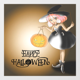 Halloween Schattigee Spooky Whimsical Witch Paarse Raamsticker