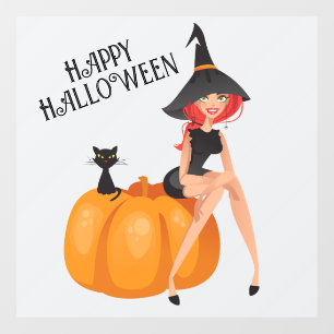 Halloween Schattigee Spooky Whimsical Witch Paarse Raamsticker