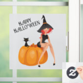 Halloween Schattigee Spooky Whimsical Witch Paarse Raamsticker (Huis)