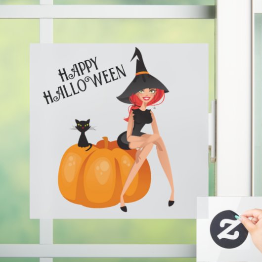 Halloween Schattigee Spooky Whimsical Witch Paarse Raamsticker (Huis)