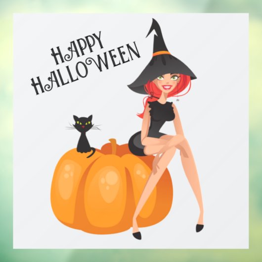 Halloween Schattigee Spooky Whimsical Witch Paarse Raamsticker (Vel 3)