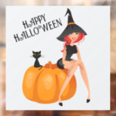 Halloween Schattigee Spooky Whimsical Witch Paarse Raamsticker (Vel 2)
