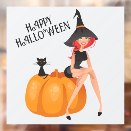 Halloween Schattigee Spooky Whimsical Witch Paarse Raamsticker (Vel 2)