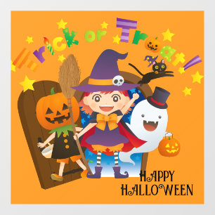 Halloween Schattigee Spooky Whimsical Witch Sinaas Raamsticker