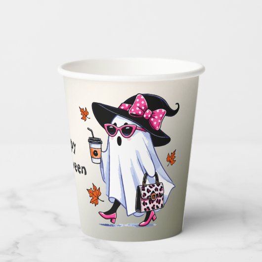 Halloween Schattigee stijlvolle heks spook elegant Papieren Bekers (Achterkant)