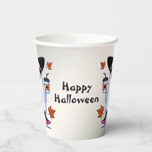 Halloween Schattigee stijlvolle heks spook elegant Papieren Bekers (Links)