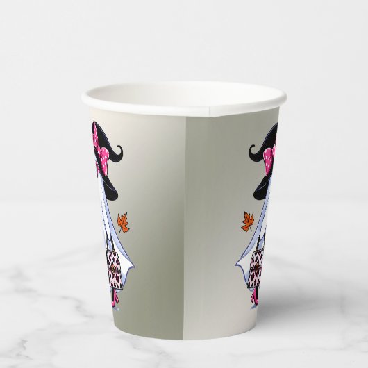 Halloween Schattigee stijlvolle heks spook elegant Papieren Bekers (Rechts)