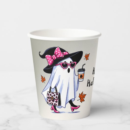 Halloween Schattigee stijlvolle heks spook elegant Papieren Bekers (Voorkant)
