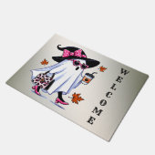 Halloween Schattigee stijlvolle heks spook koffiek Deurmat (Schuin)