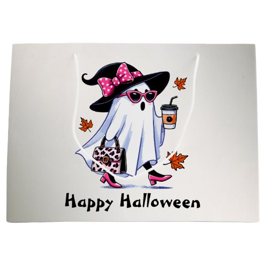 Halloween Schattigee stijlvolle heks spook koffiek Groot Cadeauzakje (Voorkant)