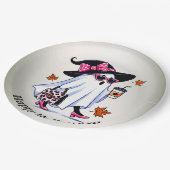 Halloween Schattigee stijlvolle heks spook koffiek Papieren Bordje (Gekanteld)