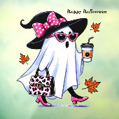 Halloween Schattigee stijlvolle heks spook koffiek Raamsticker (Vel 3)