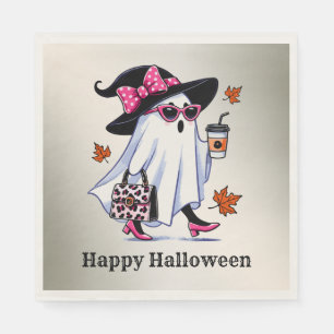 Halloween Schattigee stijlvolle heks spook koffiek Servet