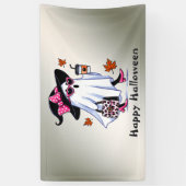 Halloween Schattigee stijlvolle heks spook koffiek Spandoek (Verticaal)