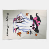 Halloween Schattigee stijlvolle heks spook koffiek Theedoek (Horizontaal)