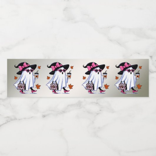 Halloween Schattigee stijlvolle heks spook koffiek Waterfles Etiket (Enkel label)