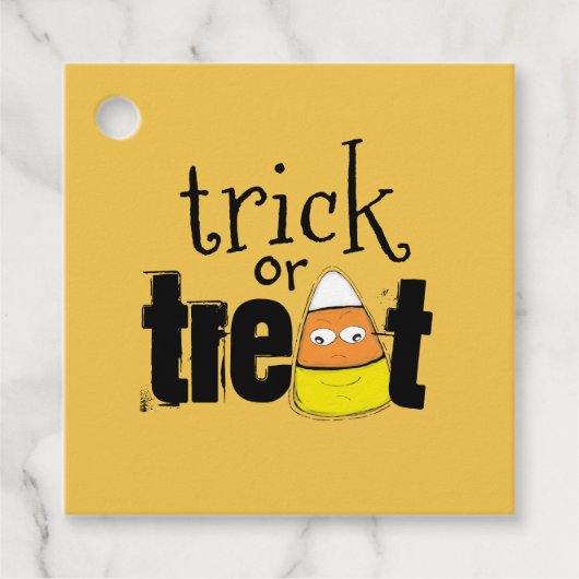 Halloween Schattigee Trick or treat Funny Candy Co Bedankjes Labels (Voorkant)