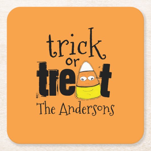 Halloween Schattigee Trick or treat Funny Candy Co Kartonnen Onderzetters (Voorkant)