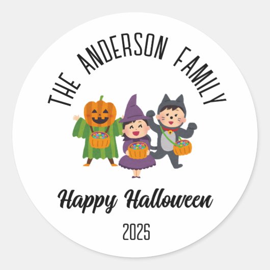 Halloween Schattigee Trick or treat gepersonalisee Ronde Sticker (Voorkant)