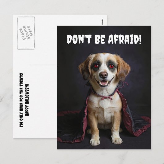 Halloween Schattigee Vampire Puppy Dog Funny Feestdagenkaart (Voorkant / Achterkant)