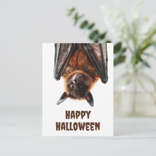 Halloween Schattigee vleermuis Flying Fox Briefkaart (Staand voorkant)