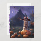 Halloween Schattigee Witchy Cat Pumpkins Feestdagenkaart (Voorkant / Achterkant)