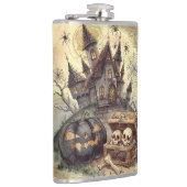 Halloween, Schedel Bewaker, Eng Spookachtig, vinta Heupfles (Rechts)