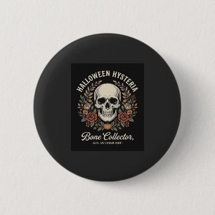 Halloween Schedel Bloemrijk Bot Collecteur Ontwerp Ronde Button 5,7 Cm